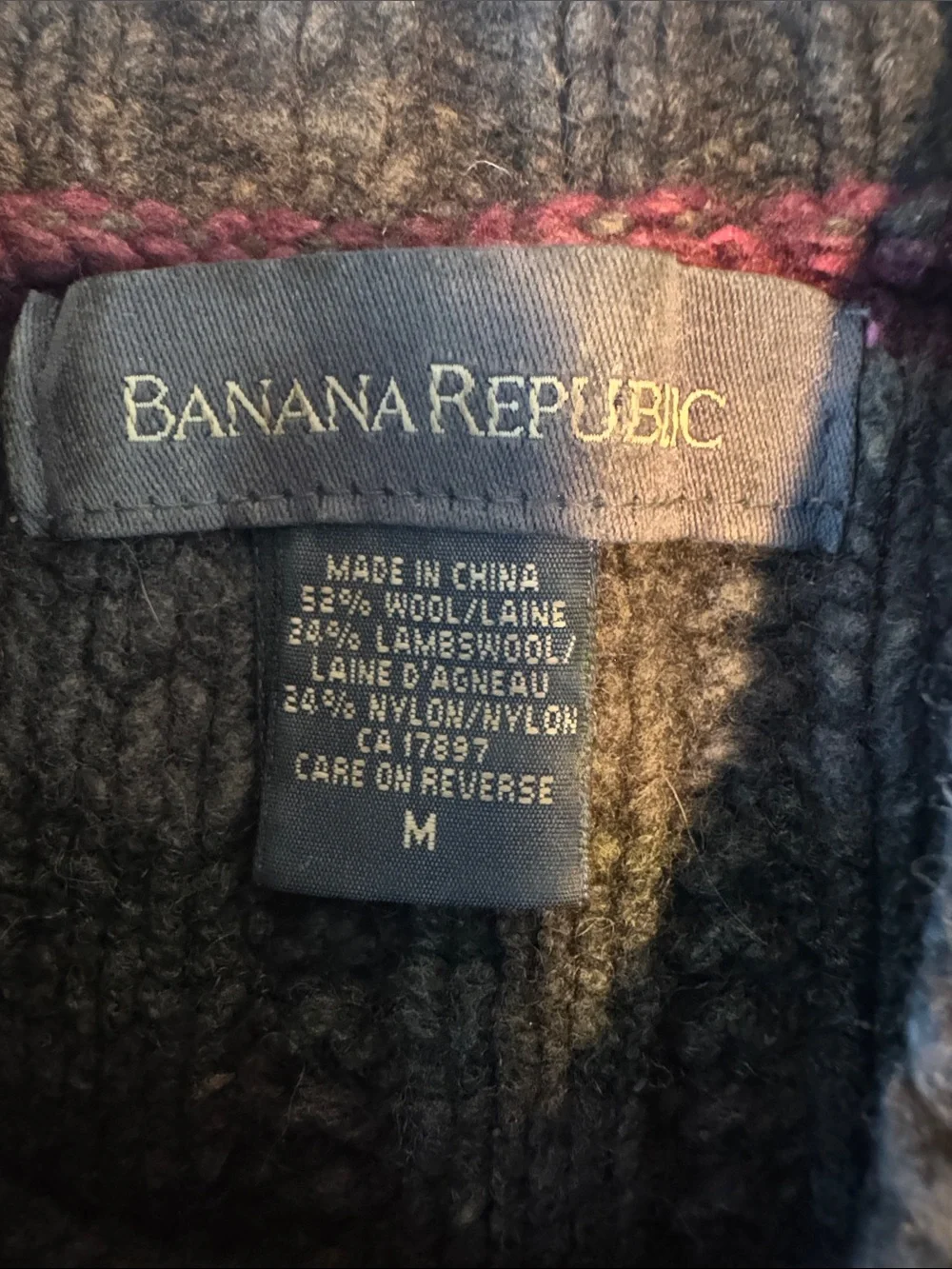 Banana Republic Mens M Sweater Wool Blend Striped Heavier Knit Pullover Crew